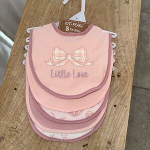Kit + Pearl Baby Bibs 5-Pack Pink Bow Set | NWT